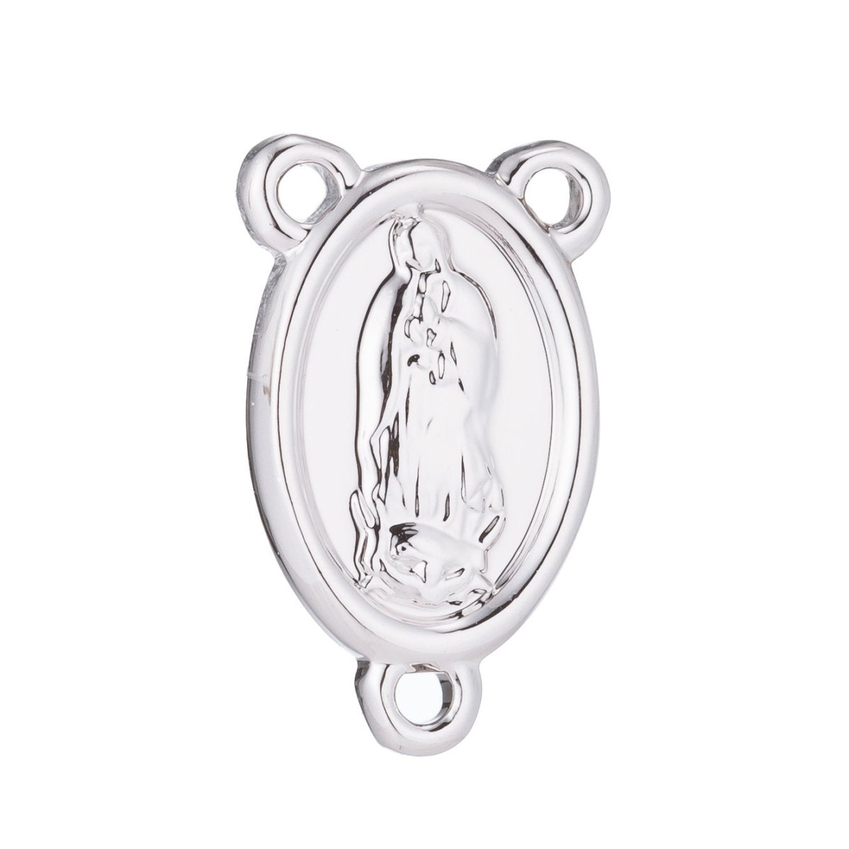 White Gold Rosary Centerpiece, Holy Mother Virgin Mary, Rosary Making Supply, Necklace Pendant, Findings for Jewelry Making F-194 - DLUXCA