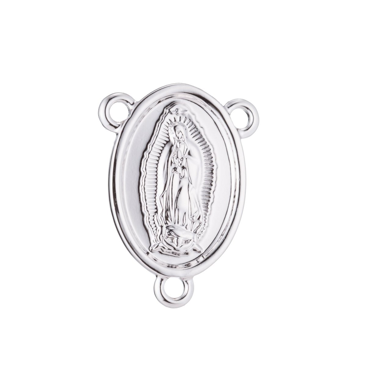 White Gold Rosary Centerpiece, Rosary Center, Immaculate Heart, Rosary Making Supply, Necklace Pendant, Findings for Jewelry Making F-186 - DLUXCA