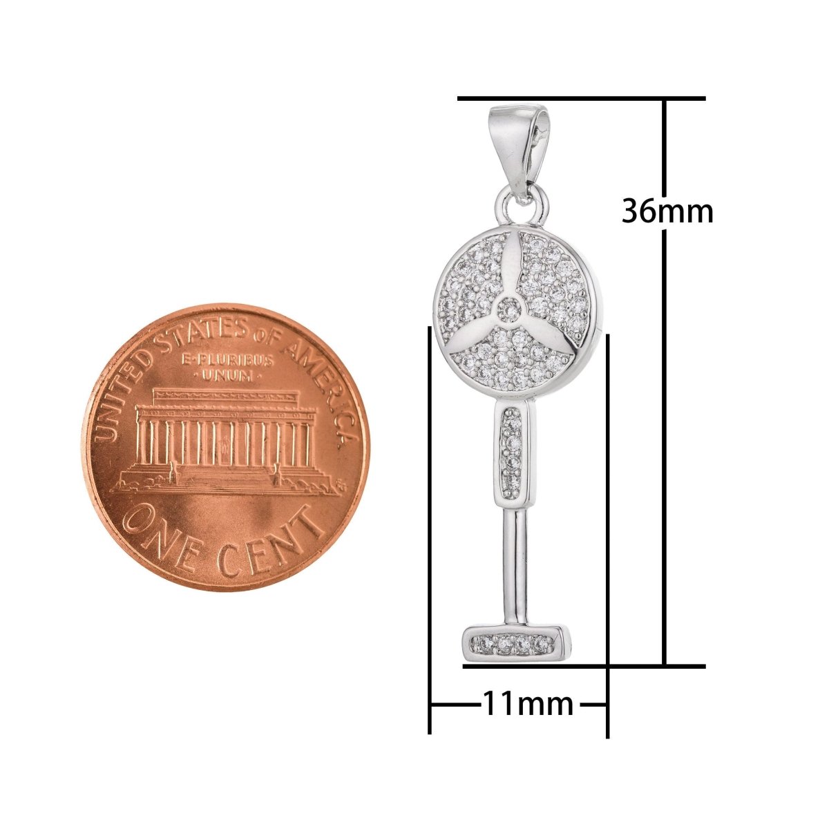 White Gold Silver Tower Fan Charm in Gold Filled Micro Pave Charm for Jewelry Making H-807 - DLUXCA