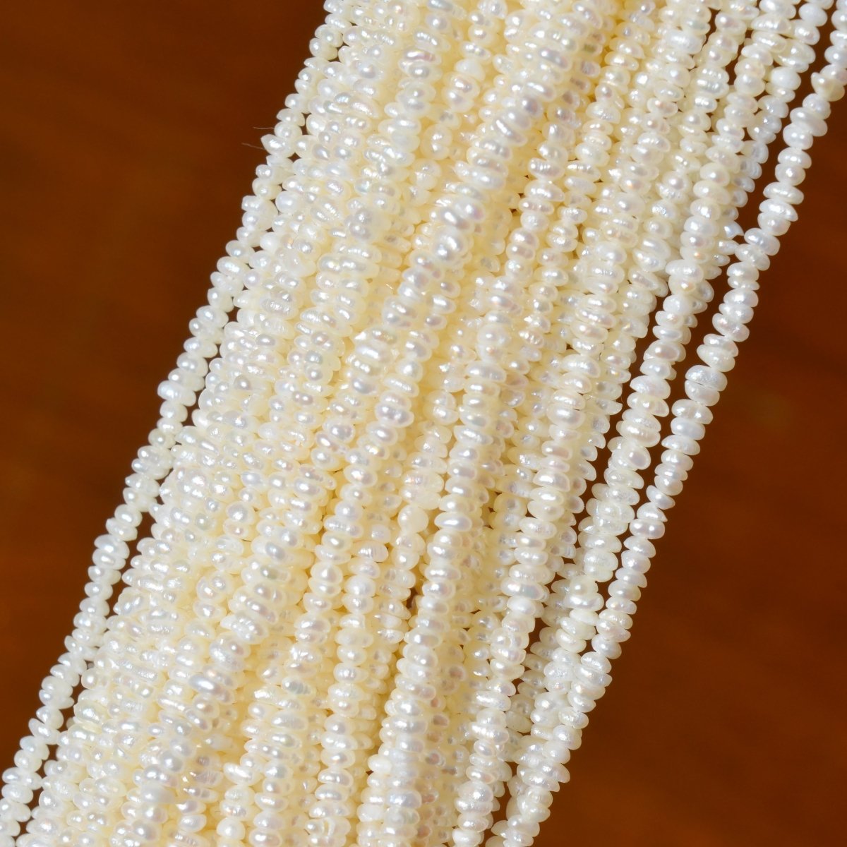 White Pearl Seed Bead Strand, Loose pearls, Tiny Pearls, Wedding Pearls, Embroidery Pearls, Freshwater Pearls, 3mm - 3.5mm per strand 14" - DLUXCA