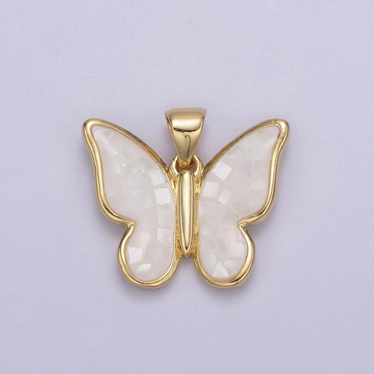 White / Pink / Blue / Green Opal Mariposa Butterfly Charm for Necklace, Dainty Butterfly Pendant for Jewelry Making Supply in Gold Filled H-583 H-587 H-589 H-596 - DLUXCA