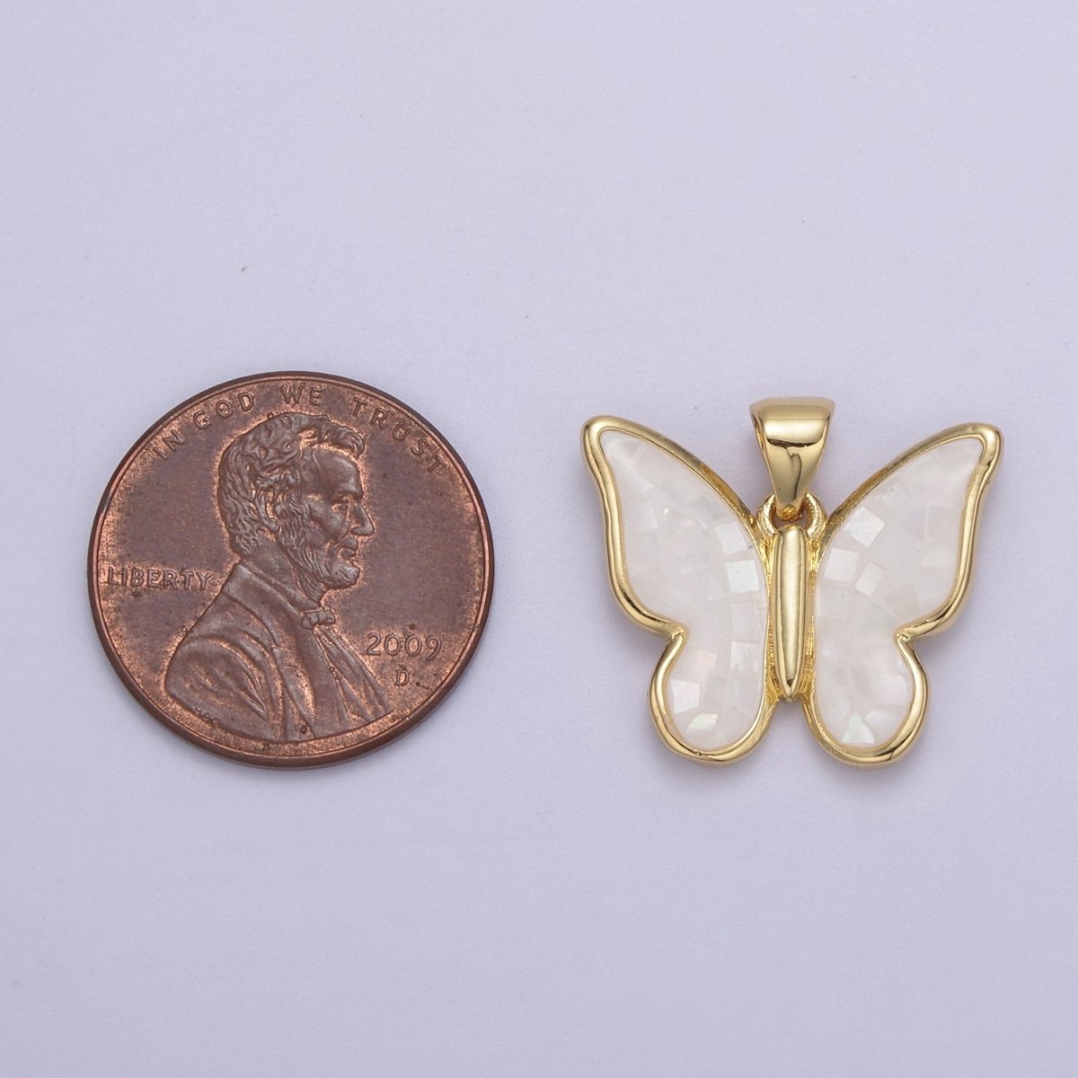 White / Pink / Blue / Green Opal Mariposa Butterfly Charm for Necklace, Dainty Butterfly Pendant for Jewelry Making Supply in Gold Filled H-583 H-587 H-589 H-596 - DLUXCA