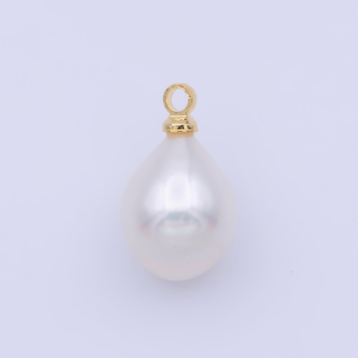 White Tapered Off-Round Teardrop Shell Pearl 15mm Charm C-190 - DLUXCA