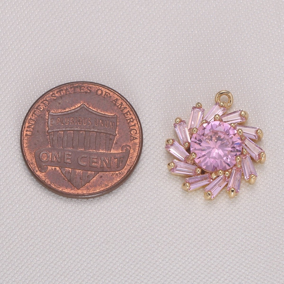 Whole Purple Zirconia Flower Charm CZ Colored Crystal Floral Nature Charm Pendant GP-924 - DLUXCA