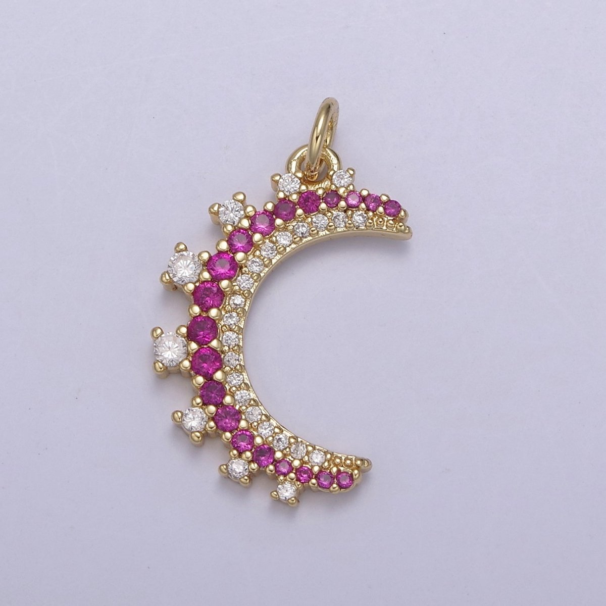 Wholesale 14k Gold Filled Crescent Moon Charm Micro Pave Half Moon Necklace Pendant CZ Moon Necklace Gold Celestial Jewelry N-783 - N-787 - DLUXCA