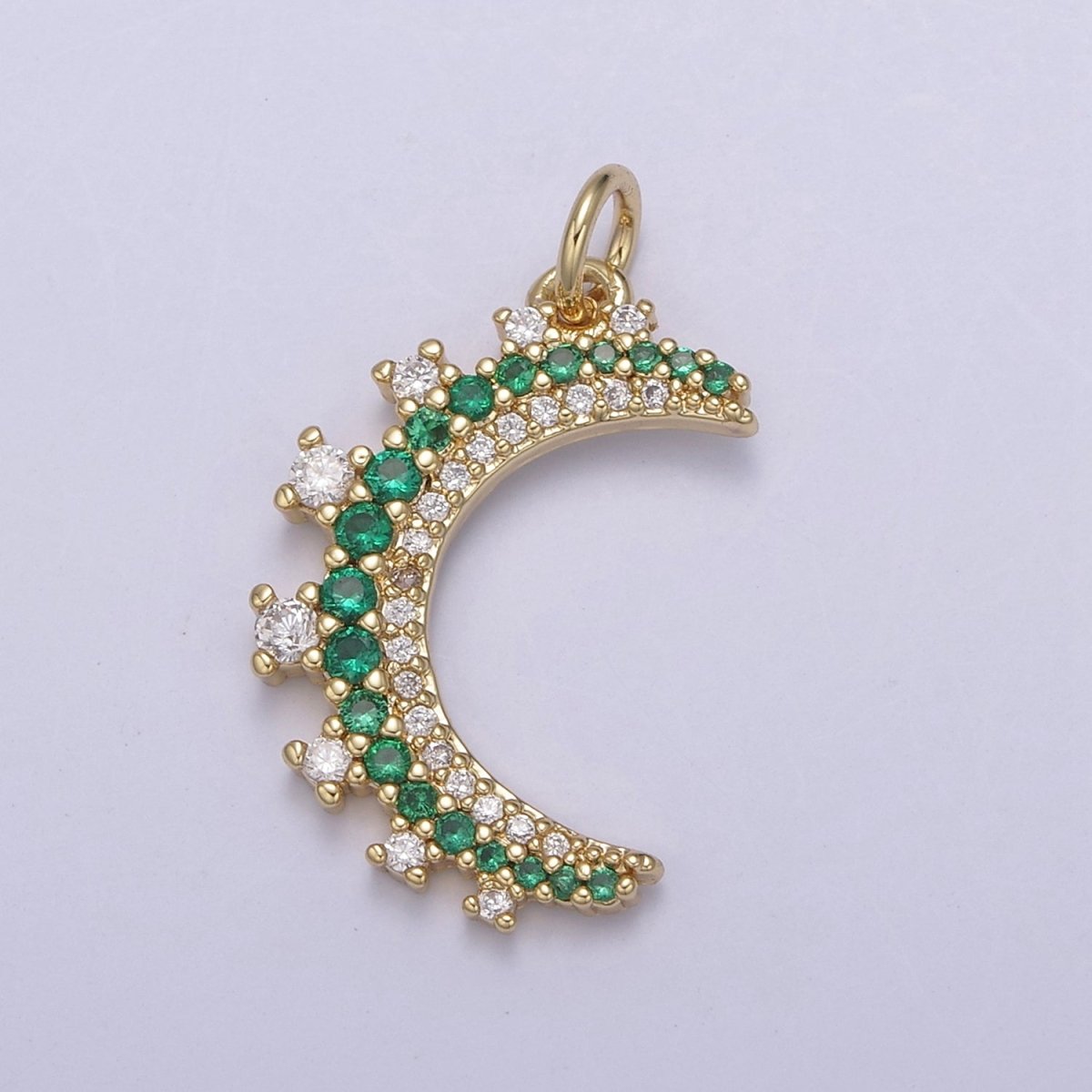 Wholesale 14k Gold Filled Crescent Moon Charm Micro Pave Half Moon Necklace Pendant CZ Moon Necklace Gold Celestial Jewelry N-783 - N-787 - DLUXCA