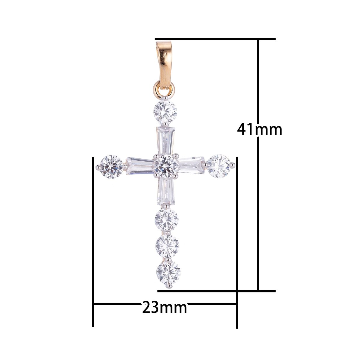 Wholesale 14K Gold Filled Cross Pendant with Cubic Zirconia Crystal Rhinestones, Christian Pendant for Necklace Jewelry Making H-628 H-883 - DLUXCA