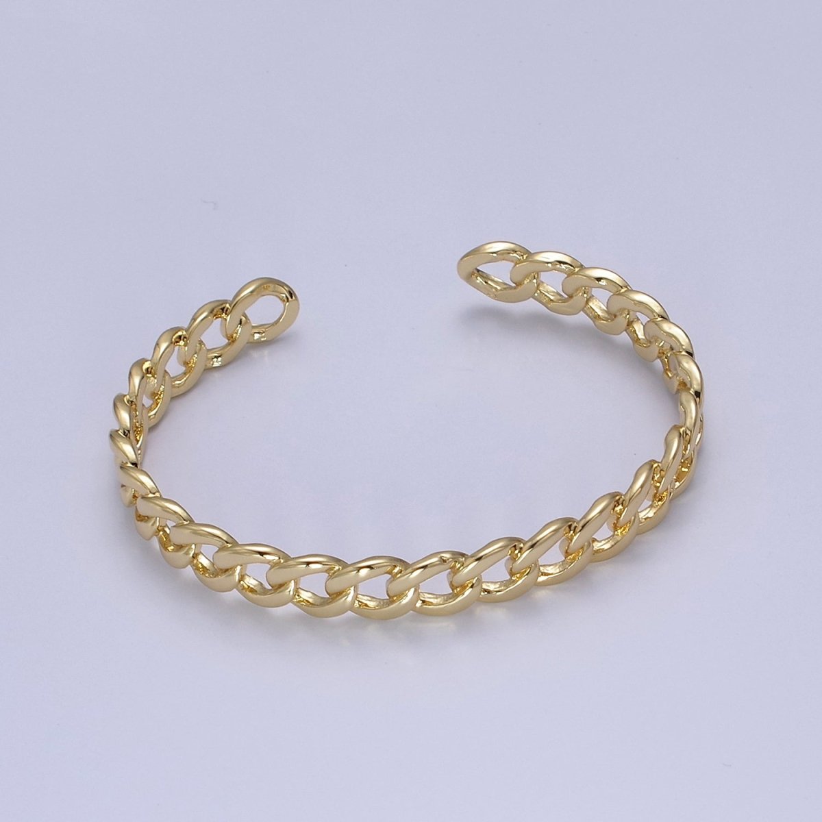 Wholesale Chain Link Cuff Bangle Bracelet, curb link bracelet, gold bangle, cuff bracelet, gold cuff, wrist cuff, stackable bracelet | WA-678 Clearance Pricing - DLUXCA