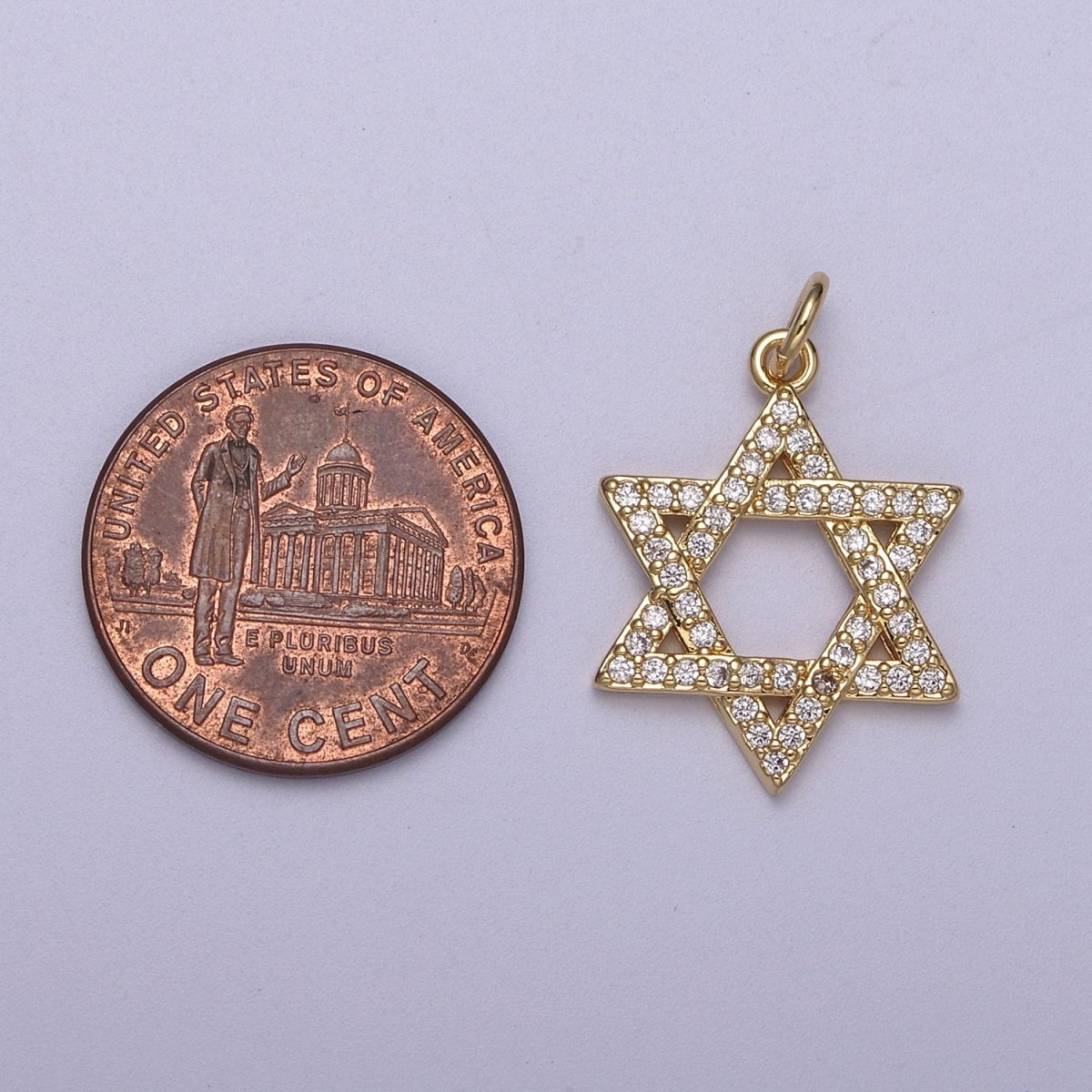 Wholesale Cubic Gold Star of David Charms, Cz Star Jewish Religious Pendant N-336 - DLUXCA