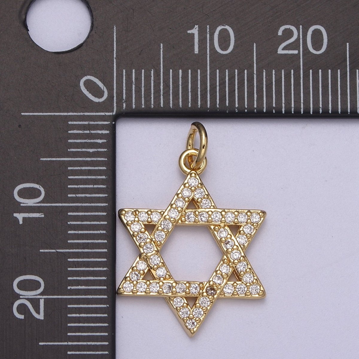 Wholesale Cubic Gold Star of David Charms, Cz Star Jewish Religious Pendant N-336 - DLUXCA