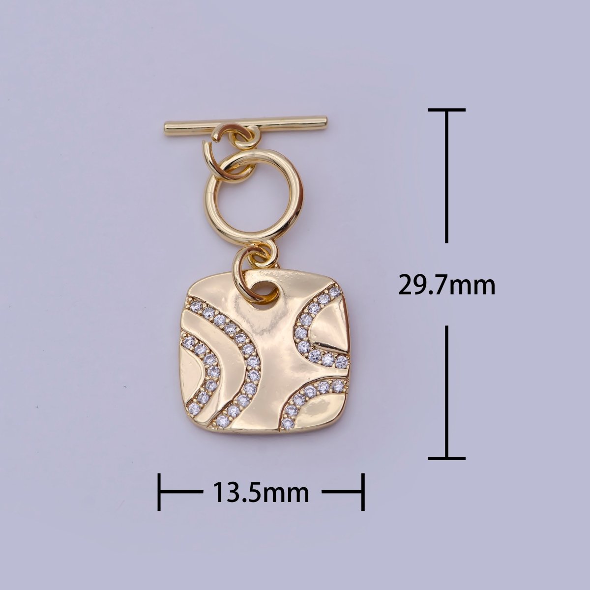 Wholesale CZ Gold Toggle Clasp OT Clasp Square Fancy Design Bulk Supply for Bracelet Necklace Component L-633 - DLUXCA