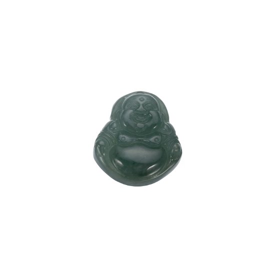 Wholesale Dark Green Buddha Grade A Jade Laughing Buddha Beads Pendant Finding, Lucky Protective Amulet Religious Genuine Natural Stone Jade, O-102 - DLUXCA