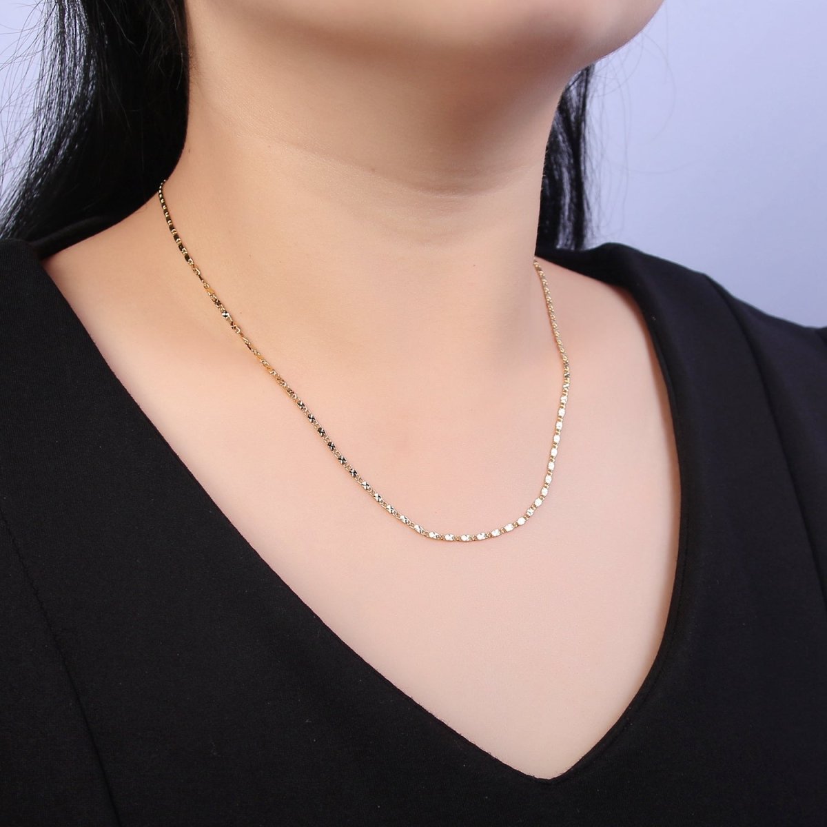 Wholesale Gold Chain Necklace, Fine Scroll Gold Chain, Simple Gold Necklace, Thin Plain Women's Necklace 18" 20" Women Chain | WA-682 WA-683 Clearance Pricing - DLUXCA