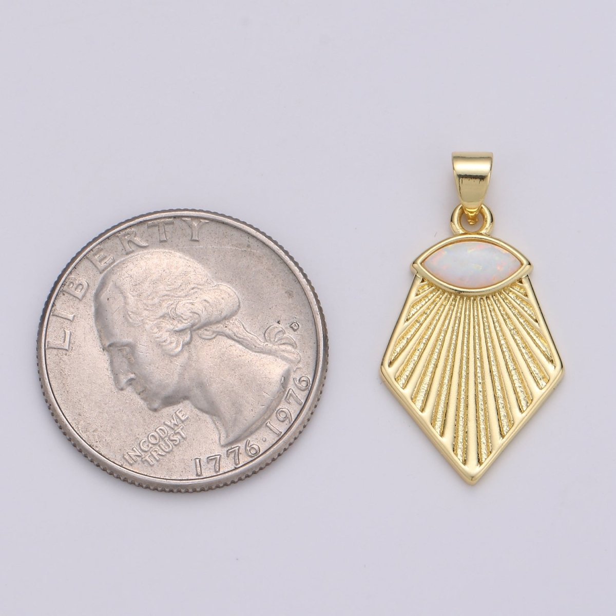 Wholesale Gold Filled Opal Pendant, Evil Eye Shining Light Pendant for Necklace Component J-215 - DLUXCA