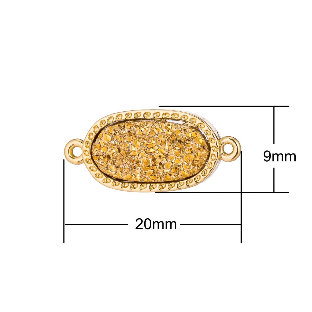 Wholesale Gold Oval Tiny Gold Plated Druzy Crystal Connector Double Bails Gemstone Charm Bead Bracelet Necklace DIY Jewelry making - DLUXCA