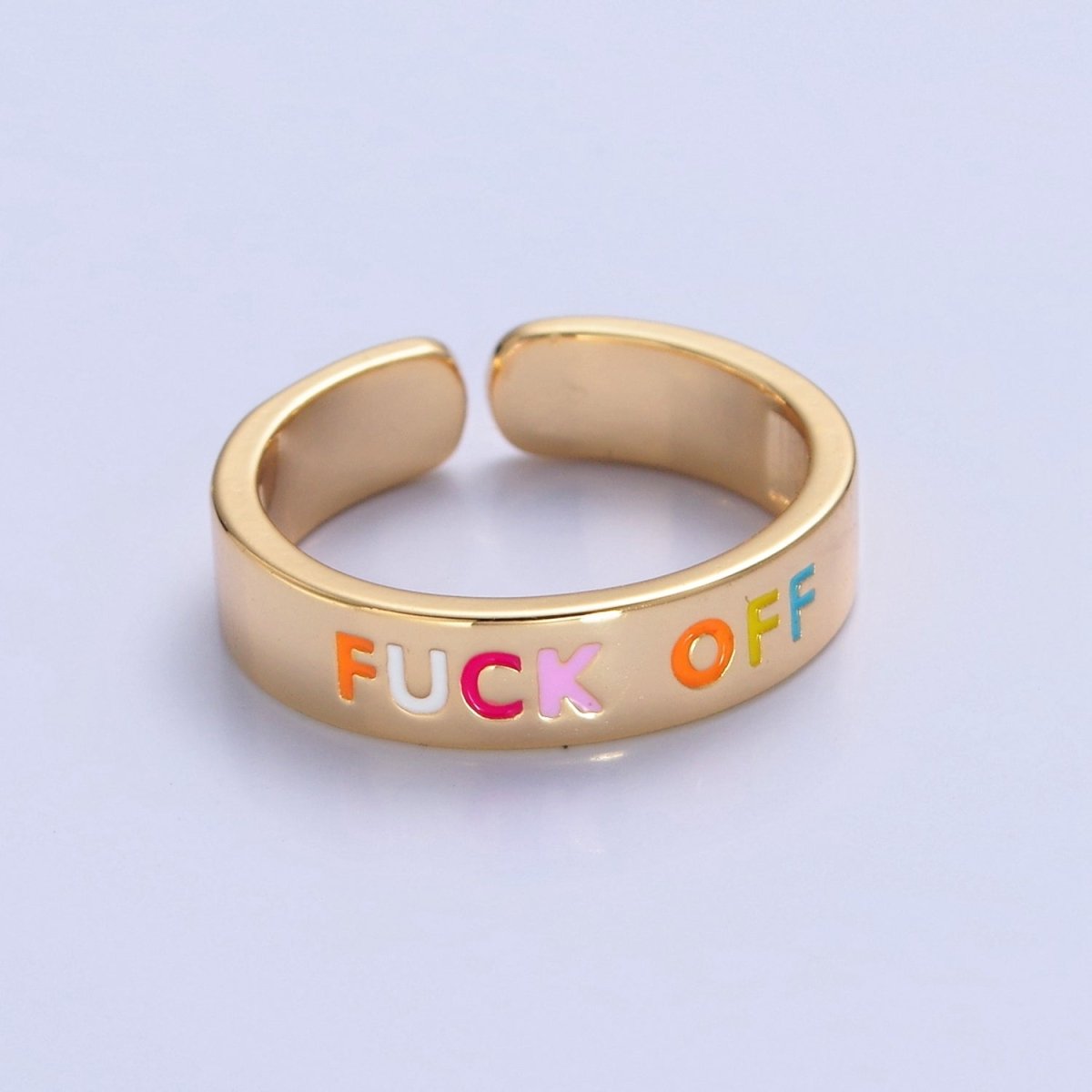 Y2K Gold Fuck Off Ring Open Adjustable Jewelry for Teenager Gift O-2204 - DLUXCA