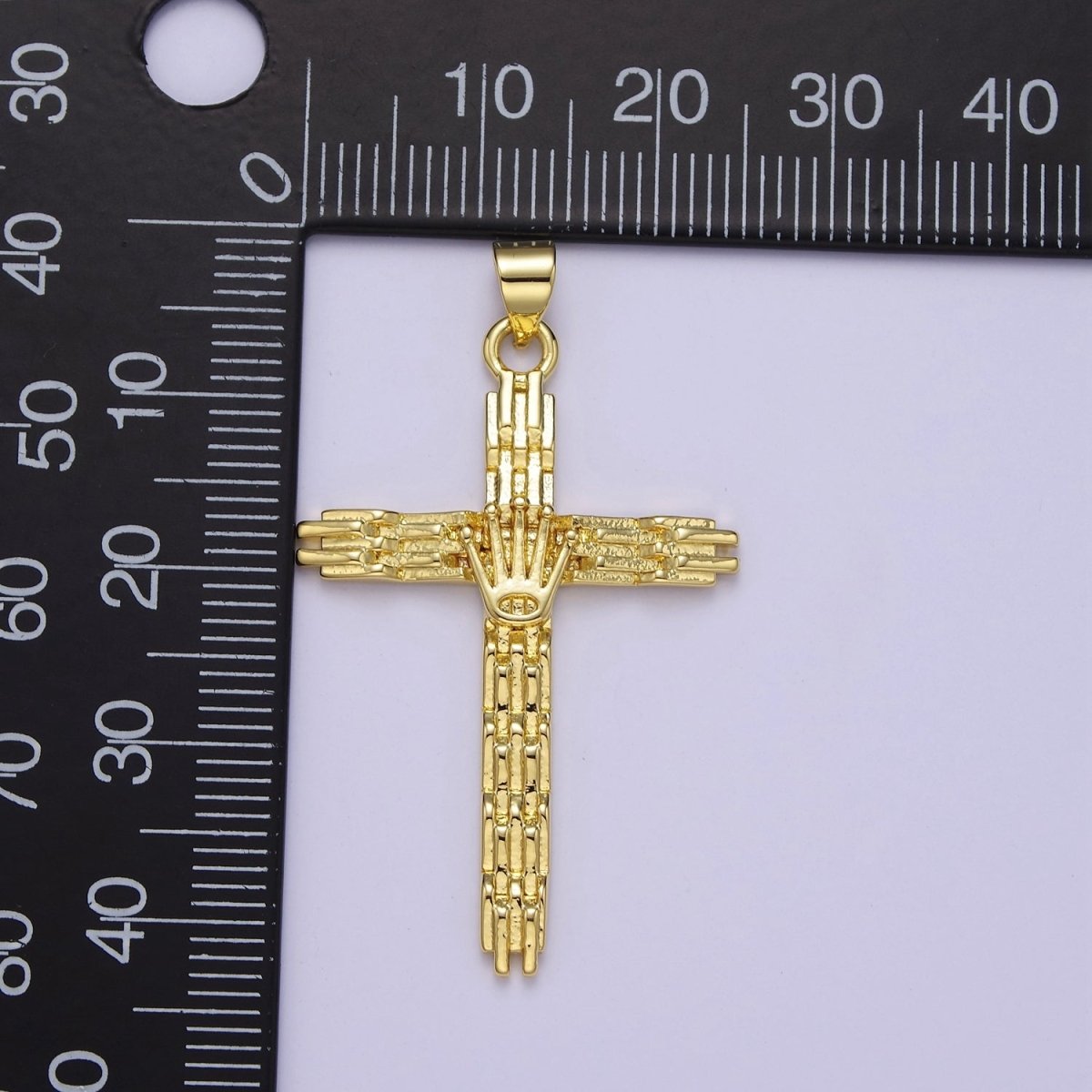 Yellow Gold Cross Charms Religious Pendant for DIY Jewelry Supply J-491 - DLUXCA