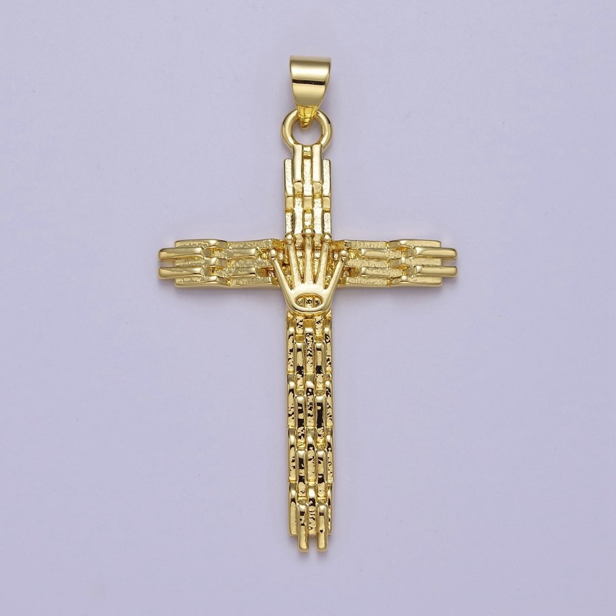 Yellow Gold Cross Charms Religious Pendant for DIY Jewelry Supply J-491 - DLUXCA