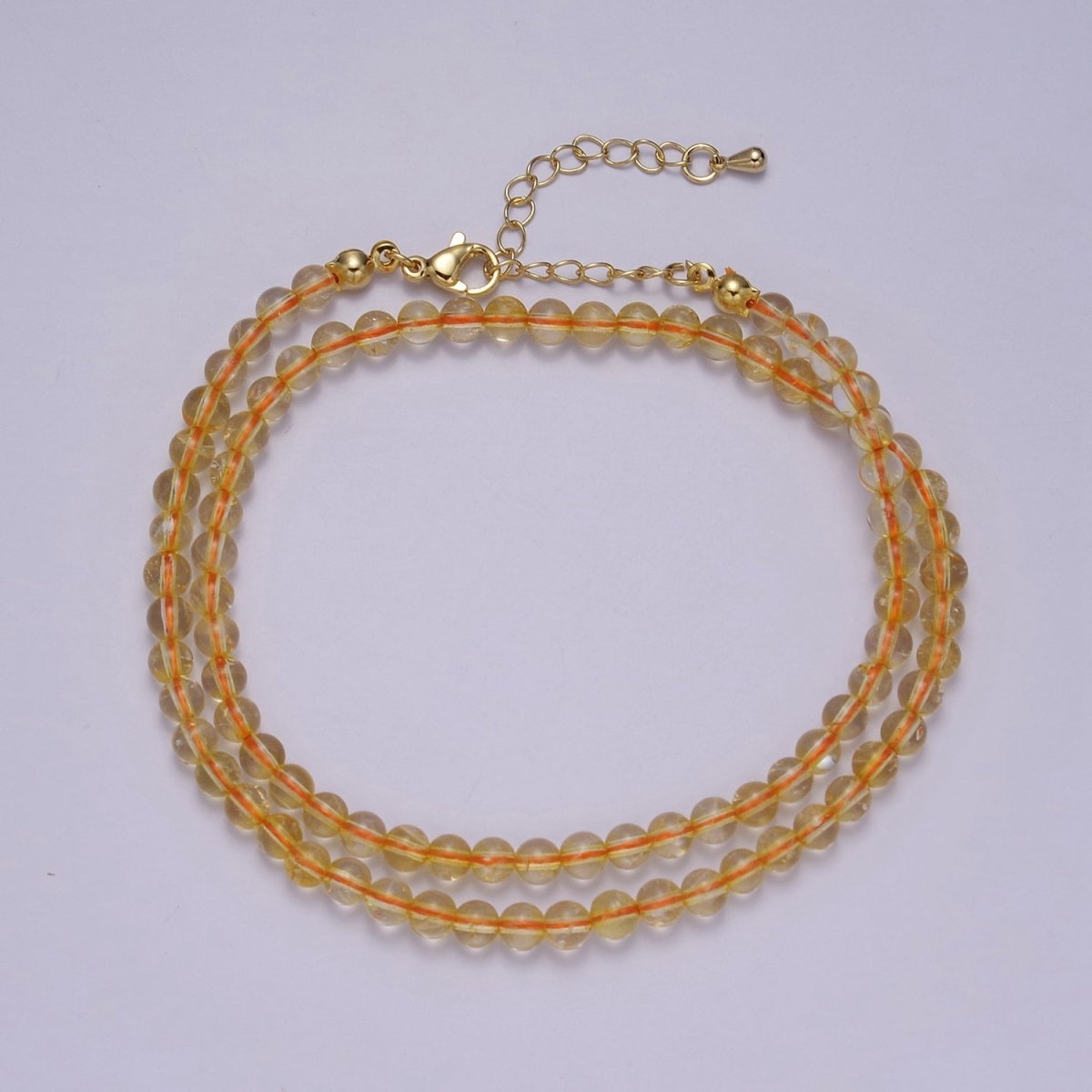 Yellow Quartz Bead Necklace for Layering Jewelry | WA-877 Clearance Pricing - DLUXCA