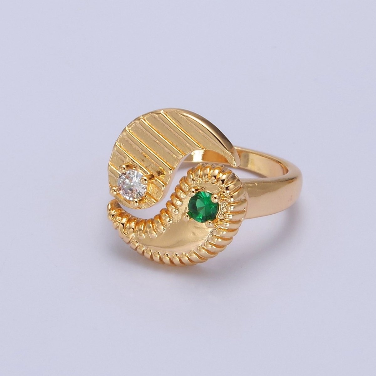 Yin Yang Ring, Adjustable Trendy Yin Yang Ring, Gold Plated, Statement Ring, Trendy Rings O2146 O2147 - DLUXCA