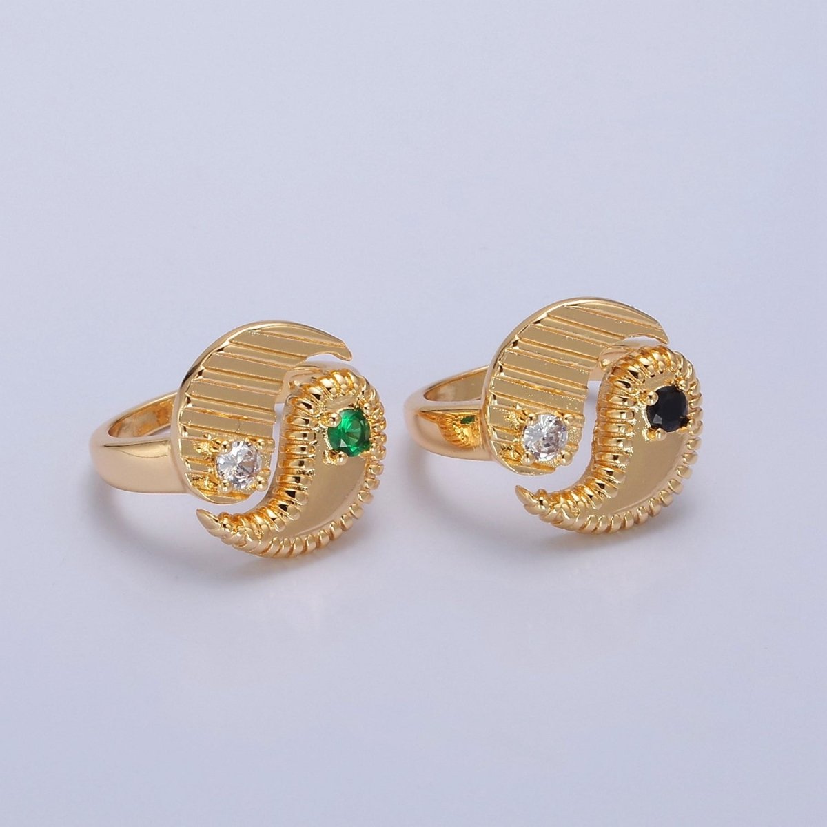 Yin Yang Ring, Adjustable Trendy Yin Yang Ring, Gold Plated, Statement Ring, Trendy Rings O2146 O2147 - DLUXCA