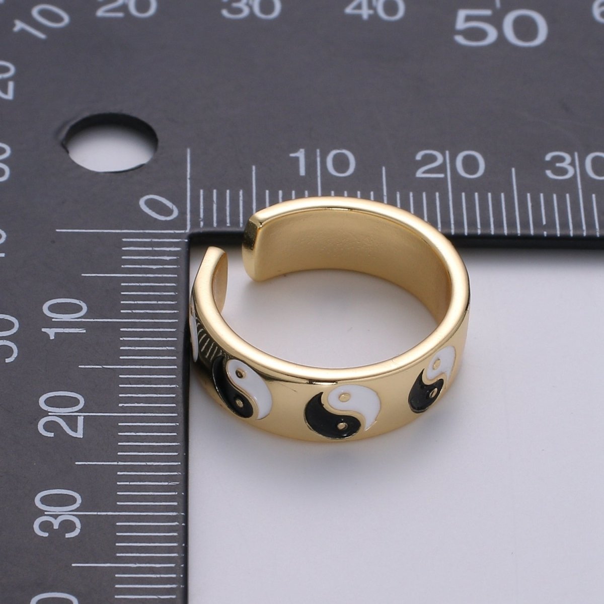 Yin Yang Ring, Dainty Enamel Ring, Adjustable Ring, Minimalist YinYang Ring, Minimalist Ring, Gold Open Ring, Dainty Pastel Ring Jewelry R-485 ~ R-487 O-431 ~ O-434 - DLUXCA