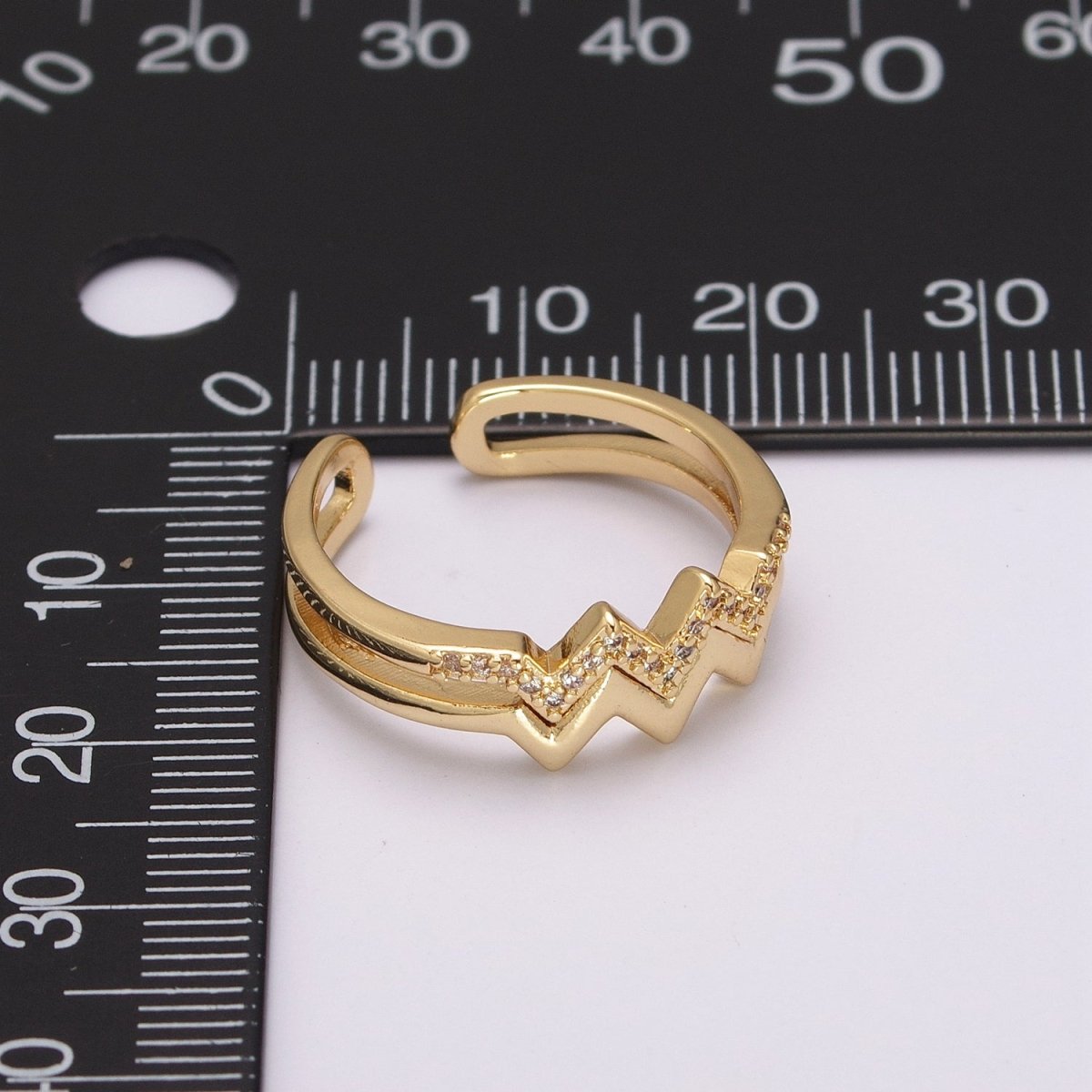 Zig zag stacking Ring Gold, 24K gold Filled wave stacking ring, zig zag ring, thin stacking ring gold Open Adjustable U-121 - DLUXCA