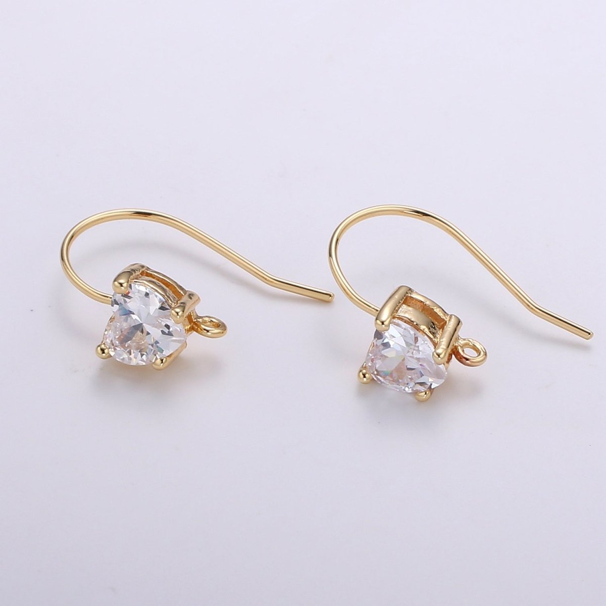 Zirconia Dainty Crystal Heart Thin Frame Earclimber CZ Tiny Loving Heart Earring Jewelry GP-672 - DLUXCA