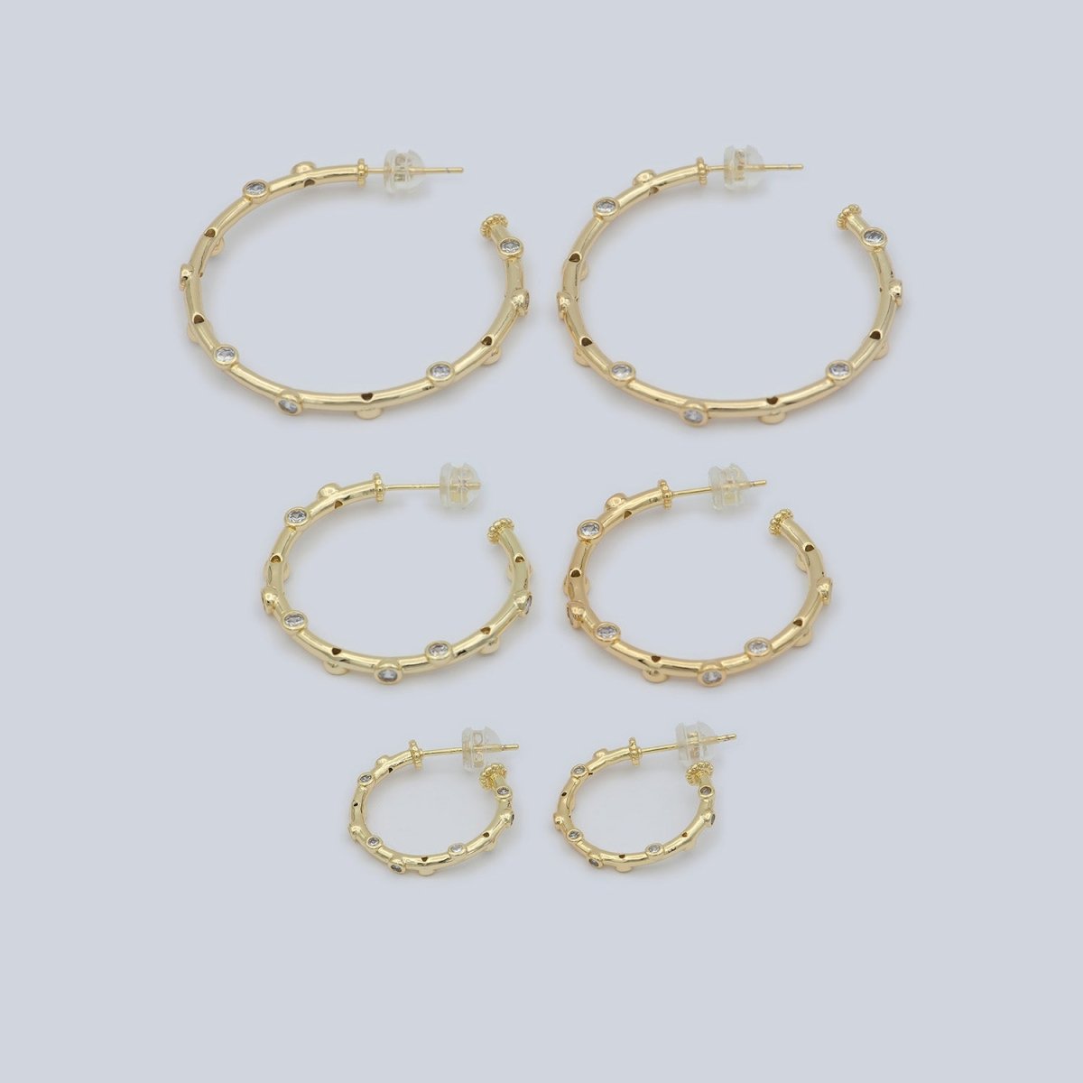 Zirconia hoop earring - Cz hoop - -Hypoallergenic earring -Dainty earring - Minimalist jewelry- Delicate earring P-260 P-261 P-262 - DLUXCA